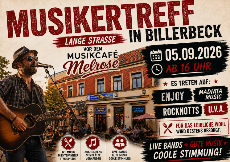 Plakat zum ersten MUSIKERTREFF in Billerbeck - U. Wirostek Plakat zum ersten MUSIKERTREFF in Billerbeck